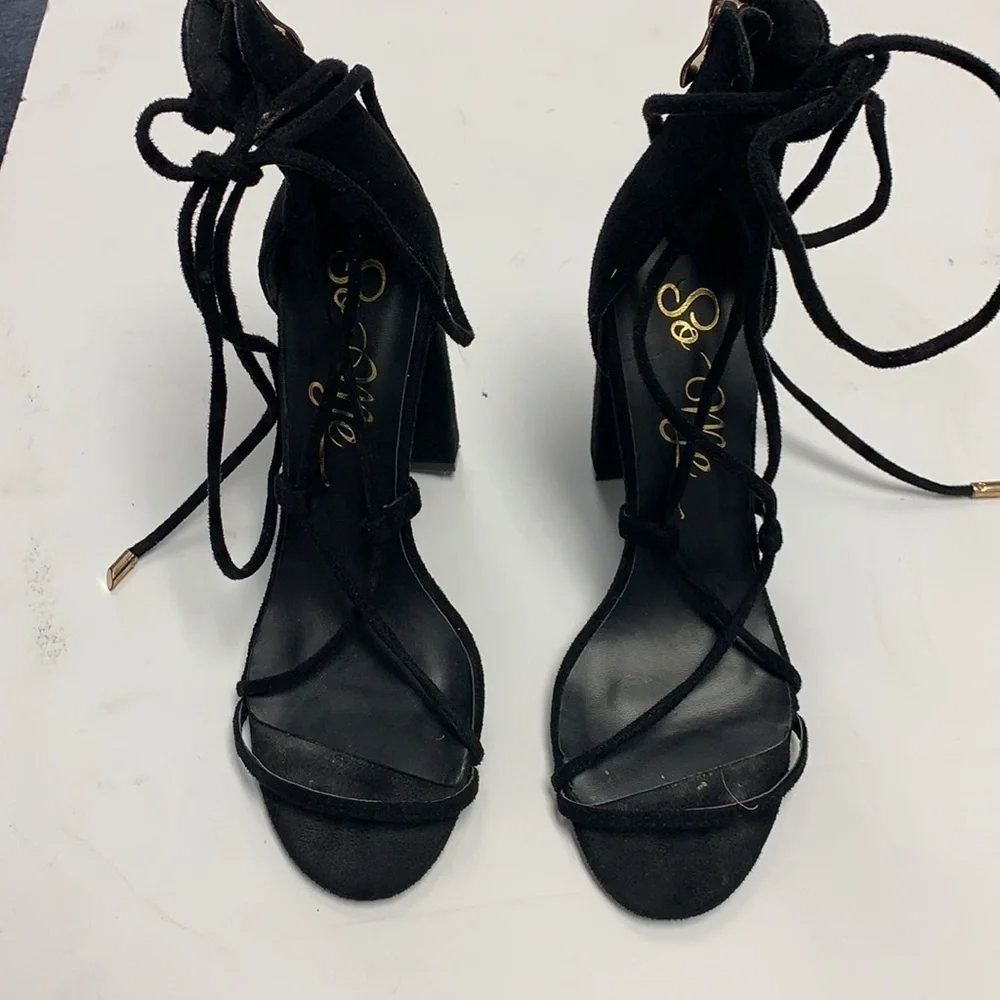 So Me suede lace up heels